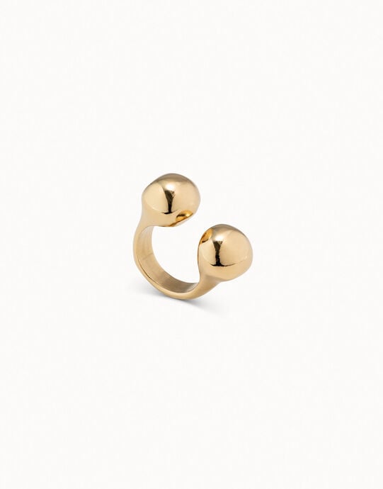 Anillo bolas ba&ntilde;ado en oro de 18k
