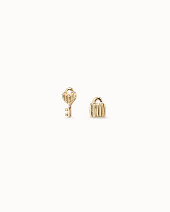 18K gold-plated key and padlock shaped earrings