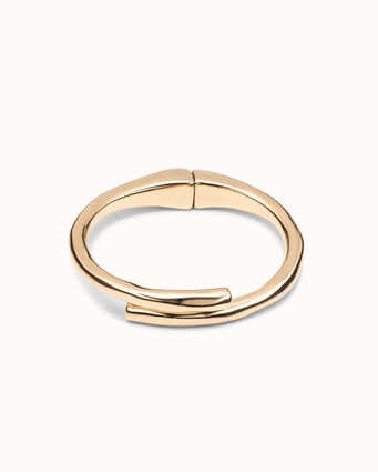 18K gold-plated tubular shaped bracelet with hidden spring