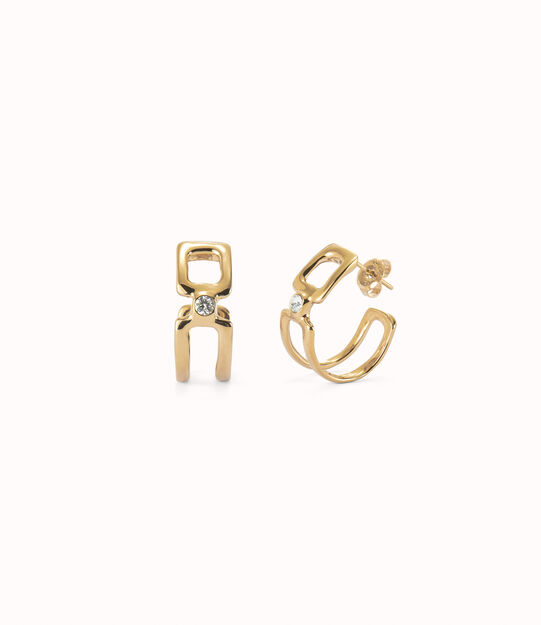 Double 18K gold-plated hoop earrings with white topaz