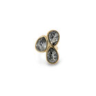 Ring with three grey drop-shaped faceted crystals