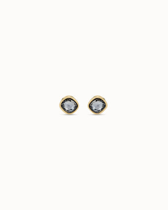 18K gold-plated earrings with case and gray crystal