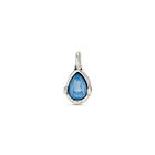 Charm placcato argento a forma di goccia con cristallo sfaccettato blu