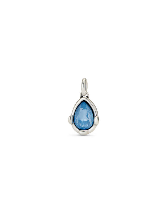 Drop-shaped charm with a blue faceted crystal