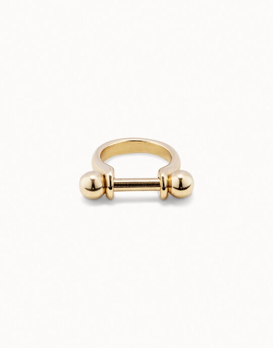 Anillo ba&ntilde;ado en oro ancho con relieve para mujer
