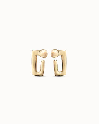 18K gold-plated medium sized rectangular nail shaped stud earrings