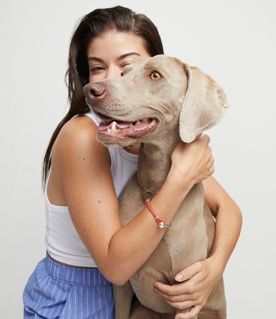 Bangle bracelet with coral leather, Silver, large
