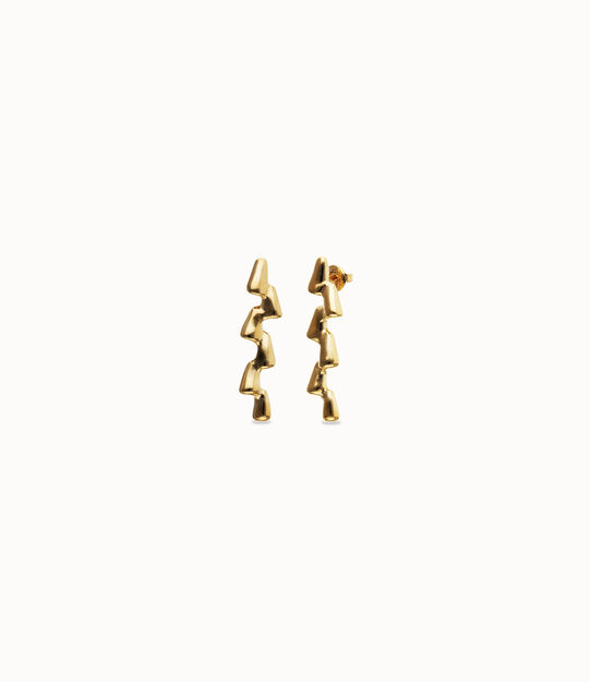 Boucles d'oreilles longues en zigzag plaqu&eacute;es or 18k