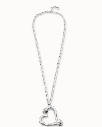 Collier plaqué argent avec maillons et cœur