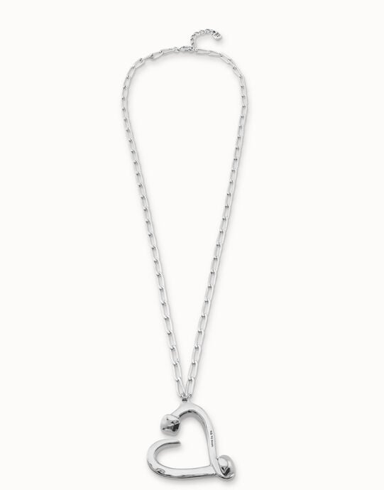 Long link chain pendant necklace with a heart