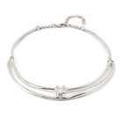 Collar doble r&iacute;gido ba&ntilde;ado en plata de ley y circonita blanca