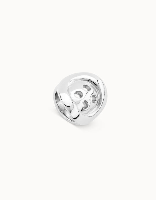 Anillo ba&ntilde;ado en plata de ley con bot&oacute;n central