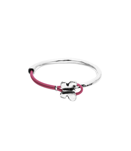 Pink leather bracelet with butterfly ornament