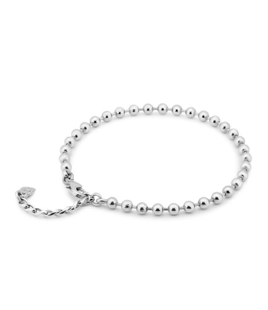Tobillera ba&ntilde;ada en plata de ley con fornitura de bolas, Argent, large