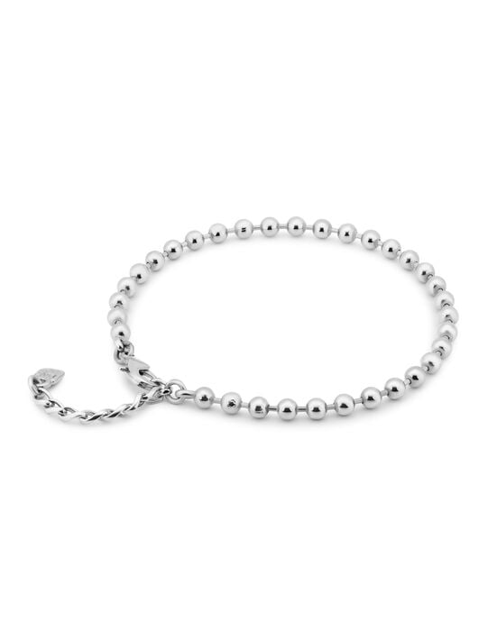 Beaded charm anklet, Silver, large