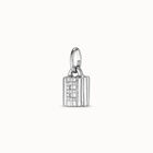 Sterling silver-plated padlock charm with topaz letter E
