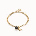 Link chain bracelet with heart charm and murano glass