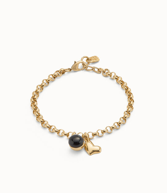 Pulsera cadena bañadas en oro 18k con charm corazón
