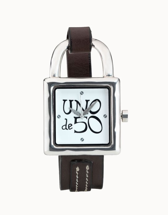 Watch with leather strap