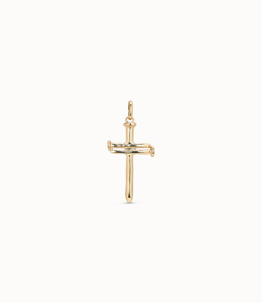 Charm cruz grande bañado en oro de 18k