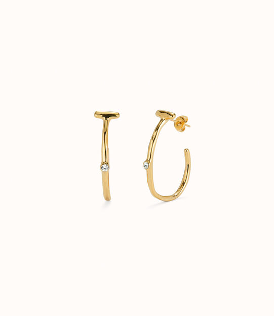 18K gold-plated hoop earrings with white topaz