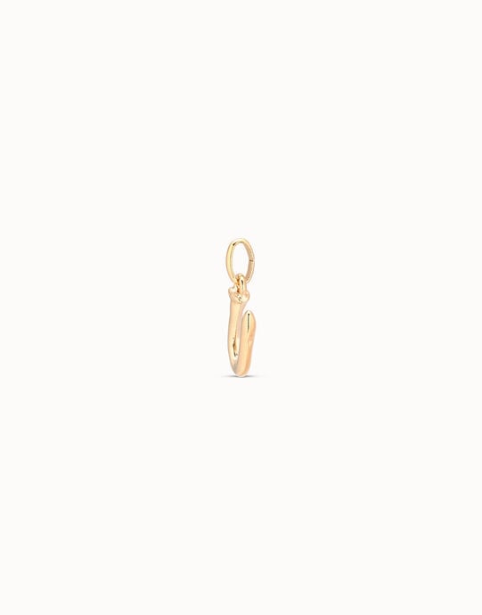Medium U initial charm, Golden, large