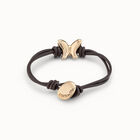Double strand leather bracelet with a butterfly