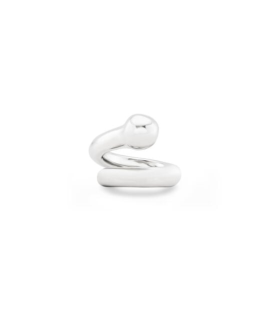 Anillo ba&ntilde;ado en plata de ley con dise&ntilde;o abierto y org&aacute;nico para mujer, Plateado, large