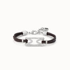 Pulsera de cuero con eslab&oacute;n ba&ntilde;ado en plata de ley y topacios