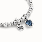 Beaded stretch bracelet with blue crystal