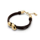 Pulsera en cuero con dos gotas ba&ntilde;adas en oro