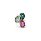 Ring with three multicoloured drop-shaped faceted crystals