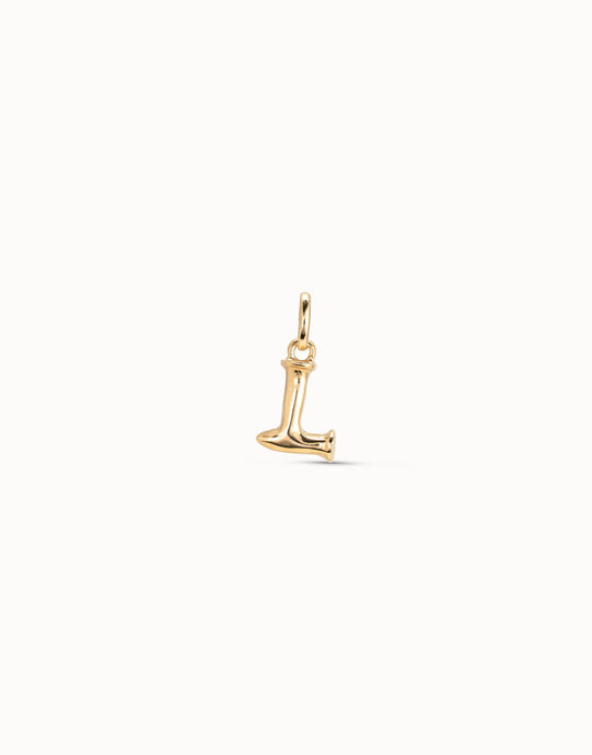 Charm ba&ntilde;ado en oro de 18k de letra L