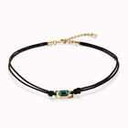Collana in cuoio placcata oro 18k con cristallo verde