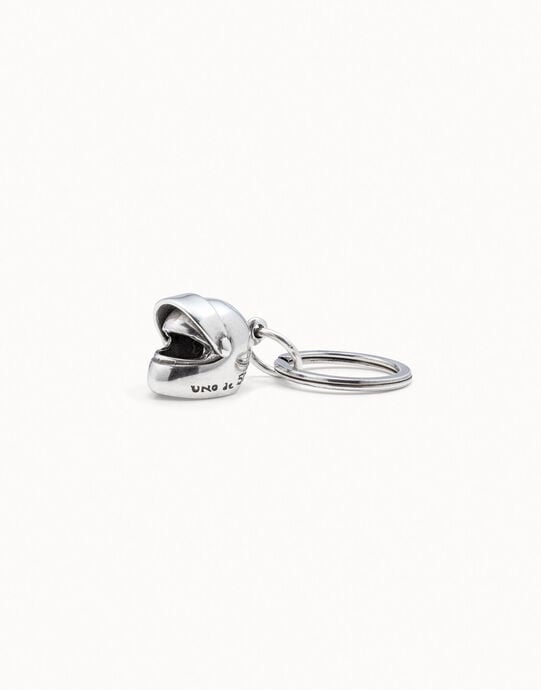 Porte-cl&eacute;s plaqu&eacute; argent en forme de casque, , large