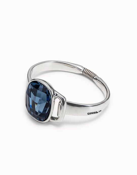 Bangle bracelet with a big blue crystal, , large