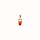 Charm placcato oro 18k con cristallo rosso.