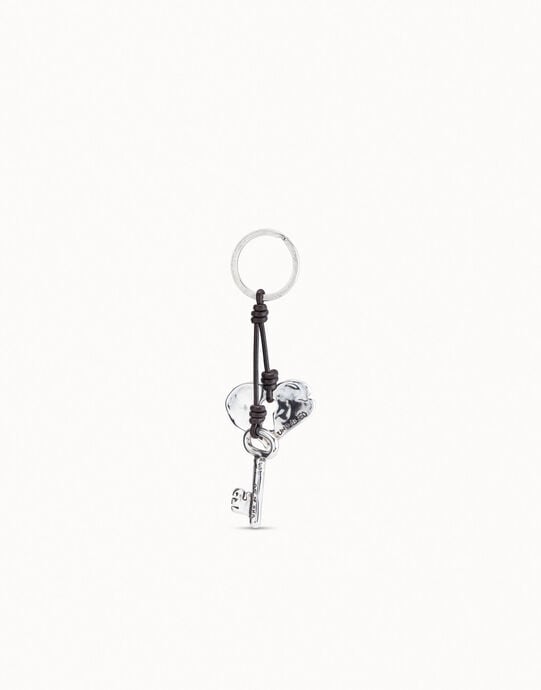Porte-cl&eacute;s plaqu&eacute; argent Intimit&eacute; en forme de c&oelig;ur, Argent, large