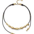 Leather necklace with intertwined drops