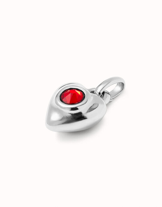 Colgante ba&ntilde;ado en plata de ley con cristal rojo