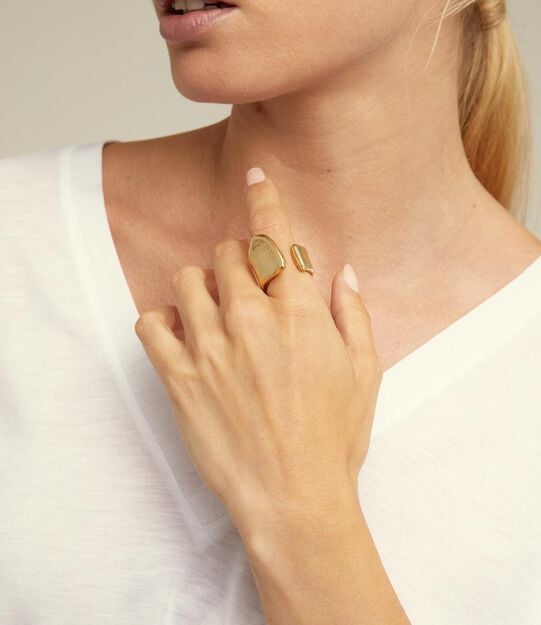 Bague plaqu&eacute;e or 18 carats fendue, Or, large