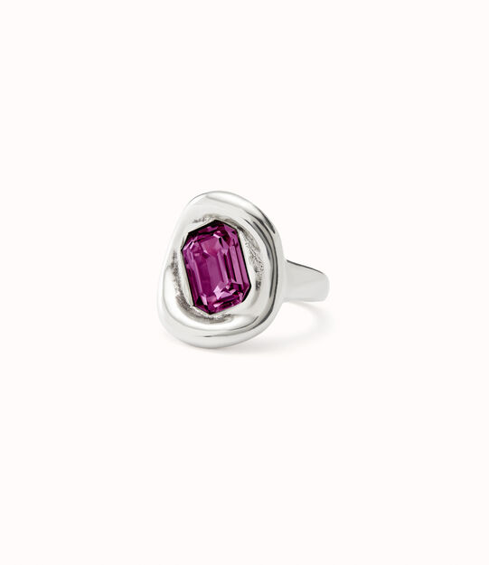 Anillo ba&ntilde;ado en plata de ley con cristal rosa