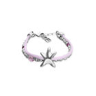 Pink silk thread and metal bracelet with starfish