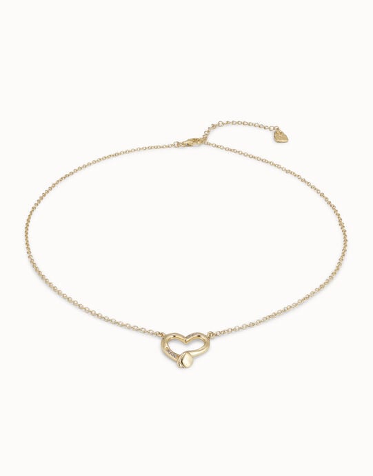 Cadena ba&ntilde;ada en oro de 18k  con colgante de coraz&oacute;n