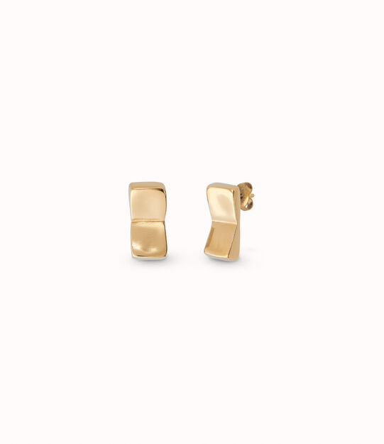 18K gold-plated rectangular-shaped earrings