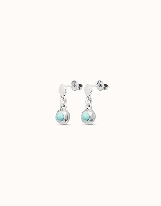 Drop earrings with turquoise murano glass, Silver, large