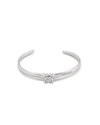 Rigid 18K gold-plated bracelet with white cubic zirconia