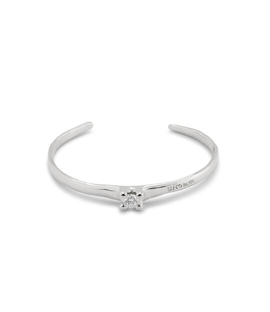 Sterling silver-plated cuff bracelet with blue cubic zirconia