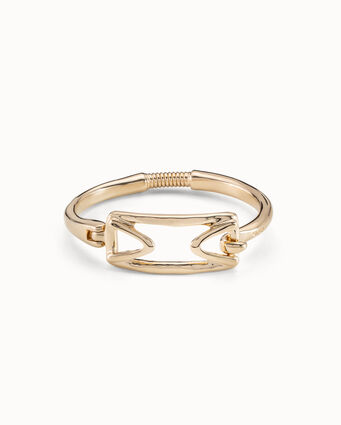 18K gold-plated rigid bracelet with rectangular central link