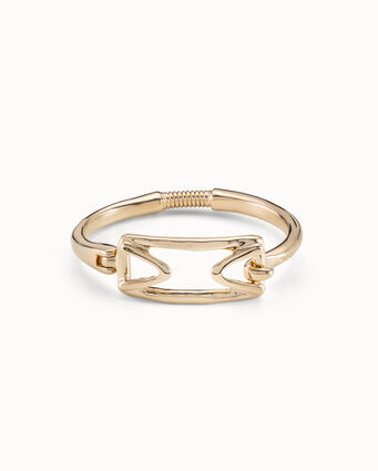 Pulsera rígida bañada en oro 18k con eslabón central rectangular